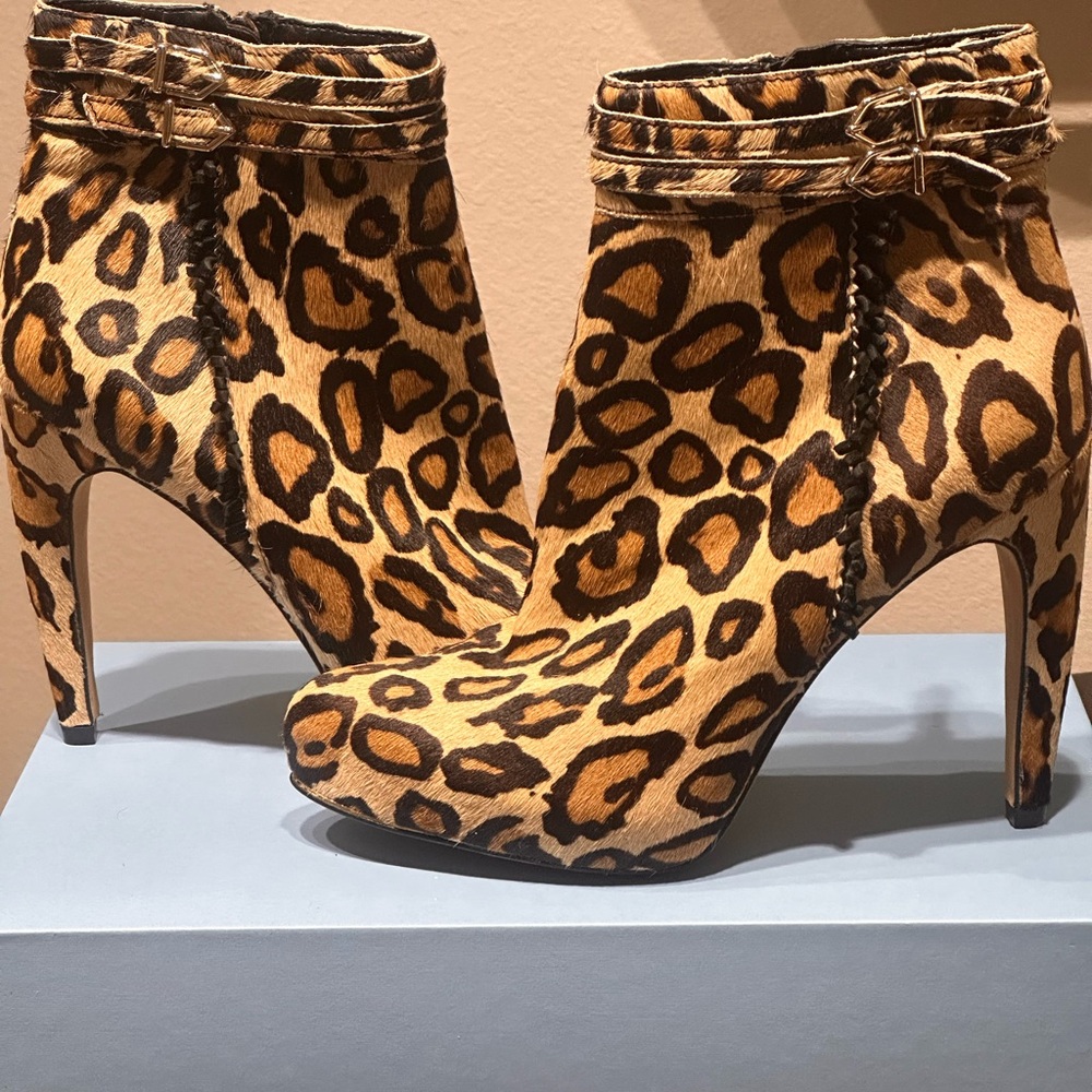 Sam Edelman Leopard print, calf hair Booties,